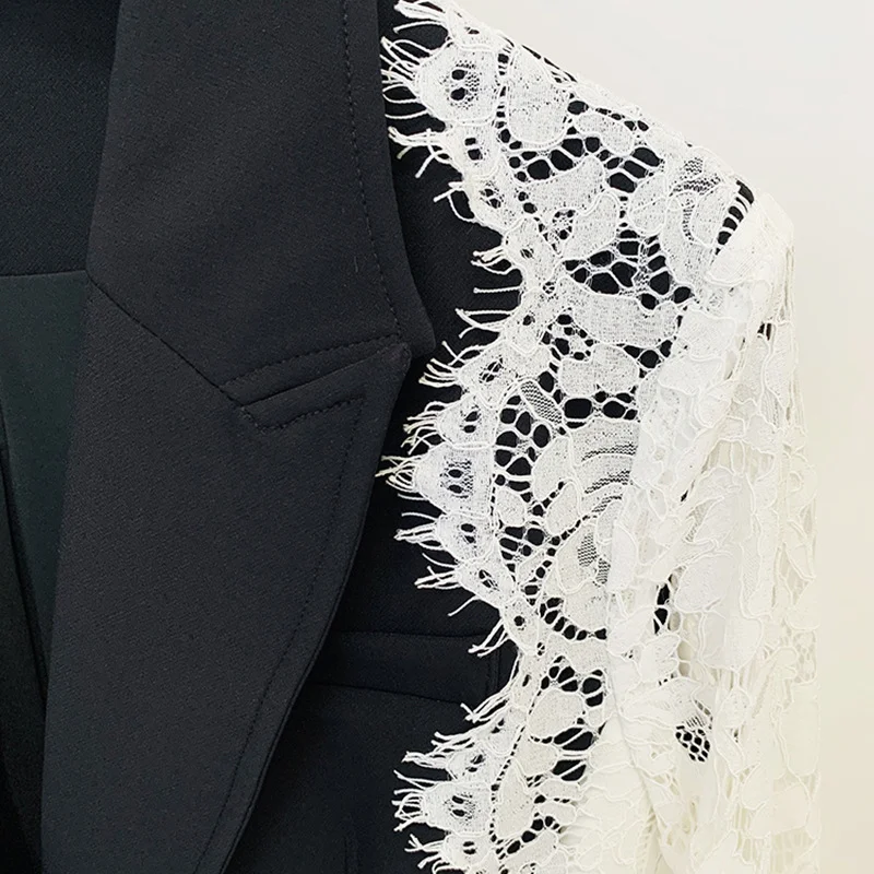 Nigikala Nigikala 2025 New Star Fashion Repair A Buckle Bump Color Lace Spliced Suit Jacket