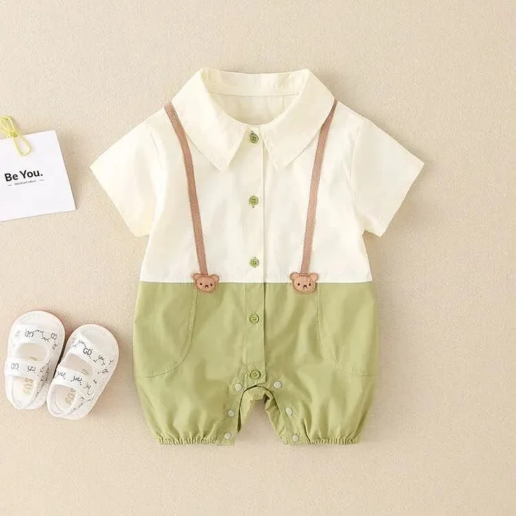 Baby Bear Lapel Fake 2 Pieces Romper