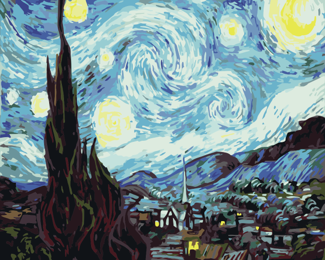 Van Gogh Moonlight Clown And Snoopy (60*40CM) 11CT Stamped Cross Stitch gbfke