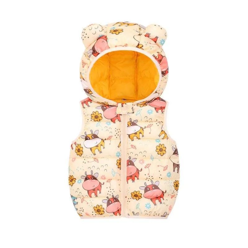 Autumn Winter Baby Warm Vest Kids Hooded Coat Boys Girls Padded Kids Clothes Toddler Infant Jackets Children Clothes Waistcoat