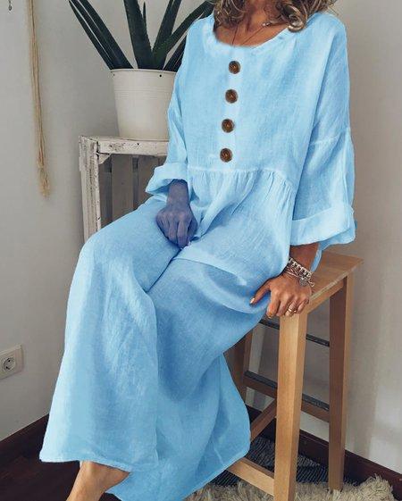 Casual Long Sleeve Cotton-Blend Casualdress