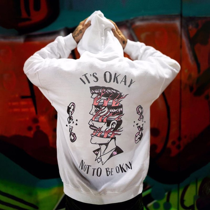 It's Okay Not To Be Okay Abstract Man Face Print Men's Casual Hoodie - Krazyskull