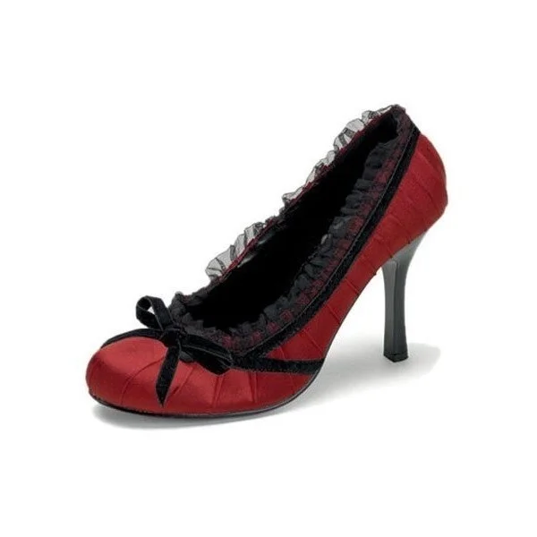 Women's Vampire Red Lace Bow Pumps for Halloween |FSJ Shoes