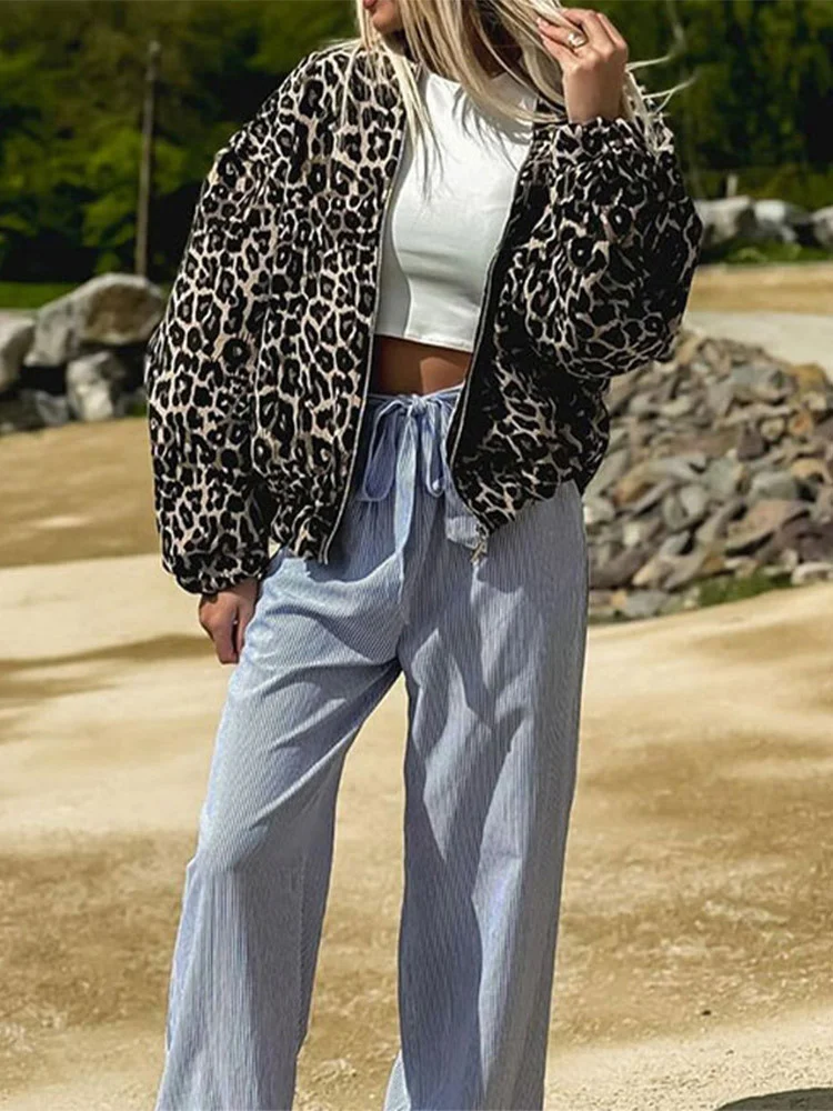 Churchf Churchf Print Lapel Zip Jacket Jacket 2024 New Women's Fashion Street Jacket