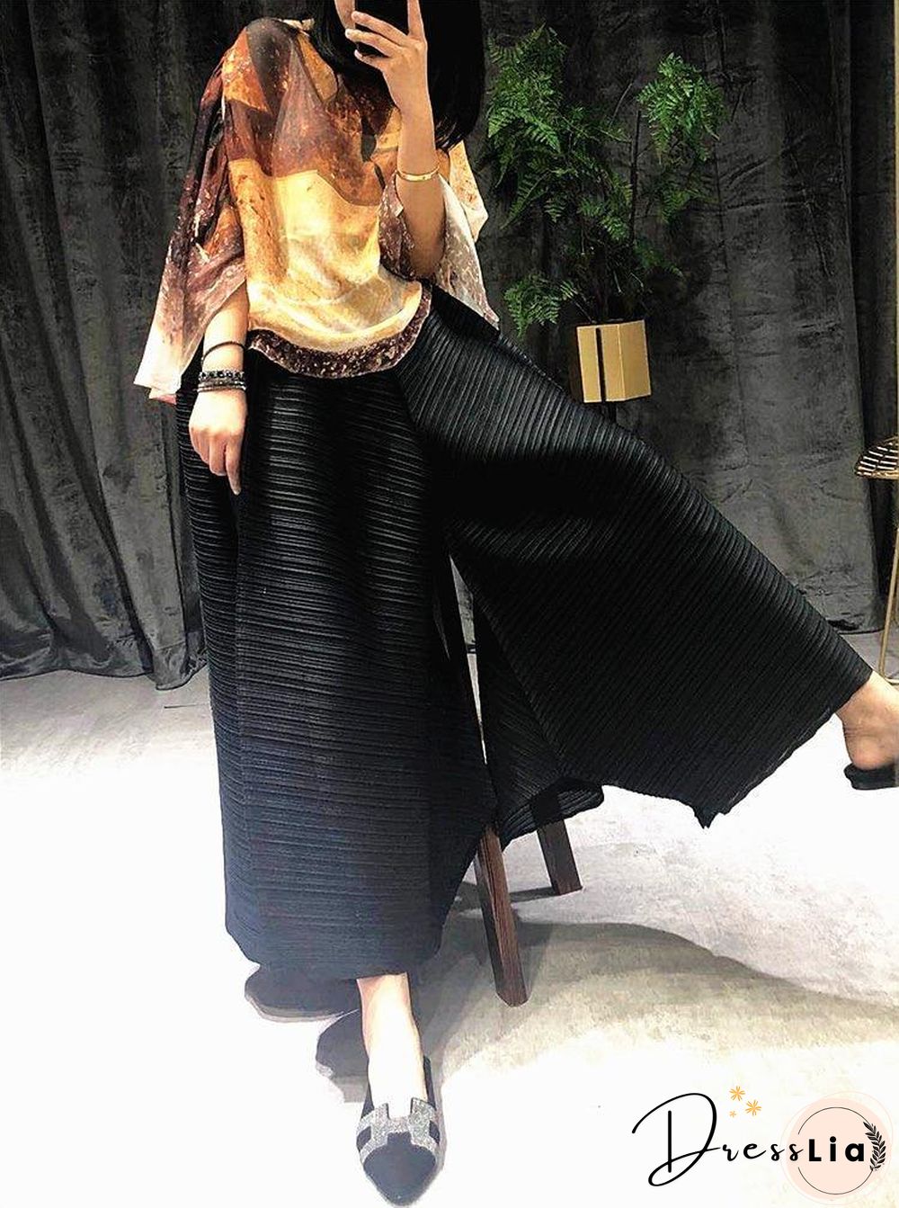 Pleated women harem pants plus size high waist pleated wide leg flare pants Girdle of waist aesthetic harajuku pants