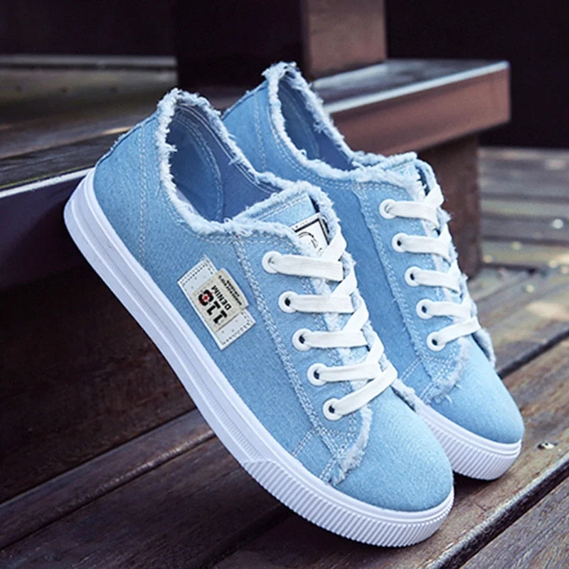 Canvas shoes woman Lace-up Spring/summer women Sneakers Denim Fashion Trainers Breathable Girl Women canvas shoes 2021