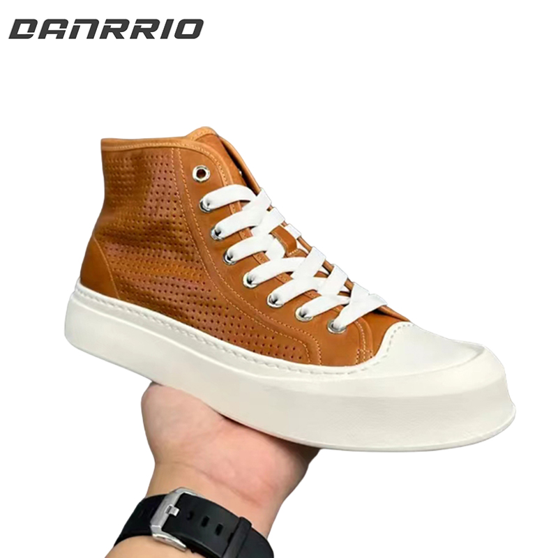 DANRRIO Handmade Retro Cowhide Mid-top Skate Shoes DANRRIO.COM DANRRIO