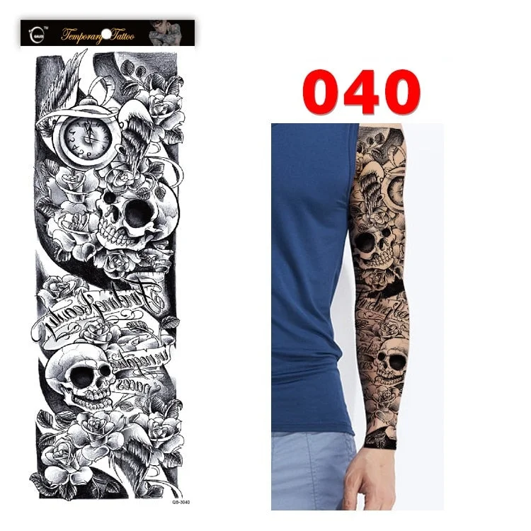 Full Arm Series Temporary Tattoo Full Arm Tattoo Sticker Lasting Waterproof Sweat Flower Arm Full Arm Tattoo Big Picture Sticker
