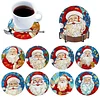 8pcs Cartoon DIY Diamond Painting Wooden Coasters Kits with Holder (Santa Claus)