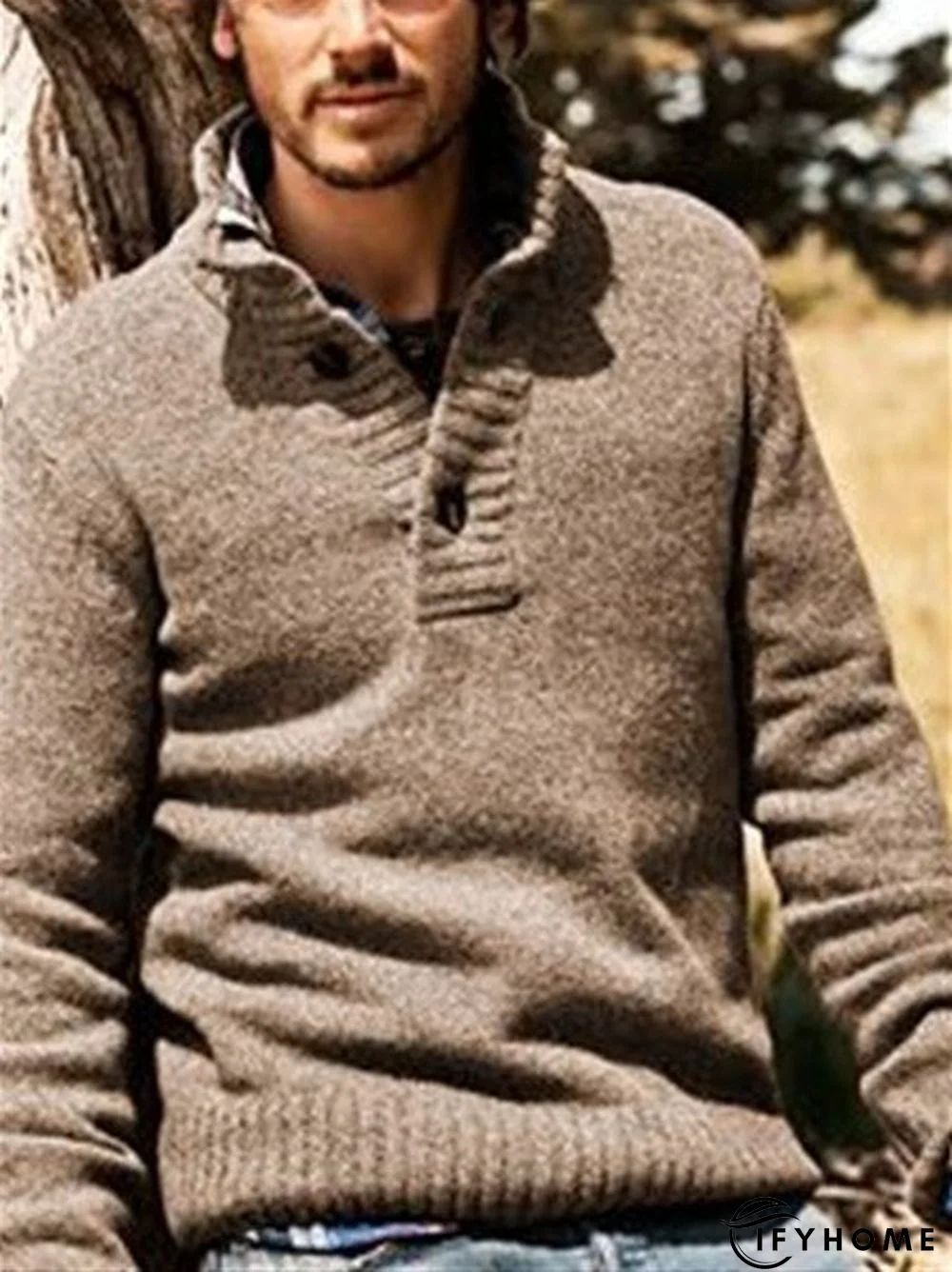 Stand Collar Solid Organza Fit Men-Sweater | IFYHOME