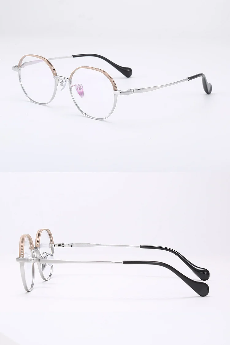 Japanese Style Fashionable Round Sunglasses Frames with Top Quality Women Golden Glasses Men  Eyeglasses