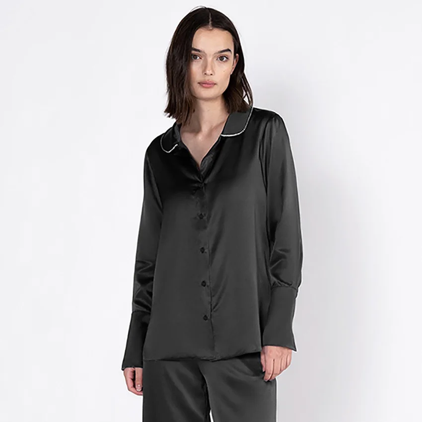 22 Momme Women's Basic Silk Pajamas REAL SILK LIFE