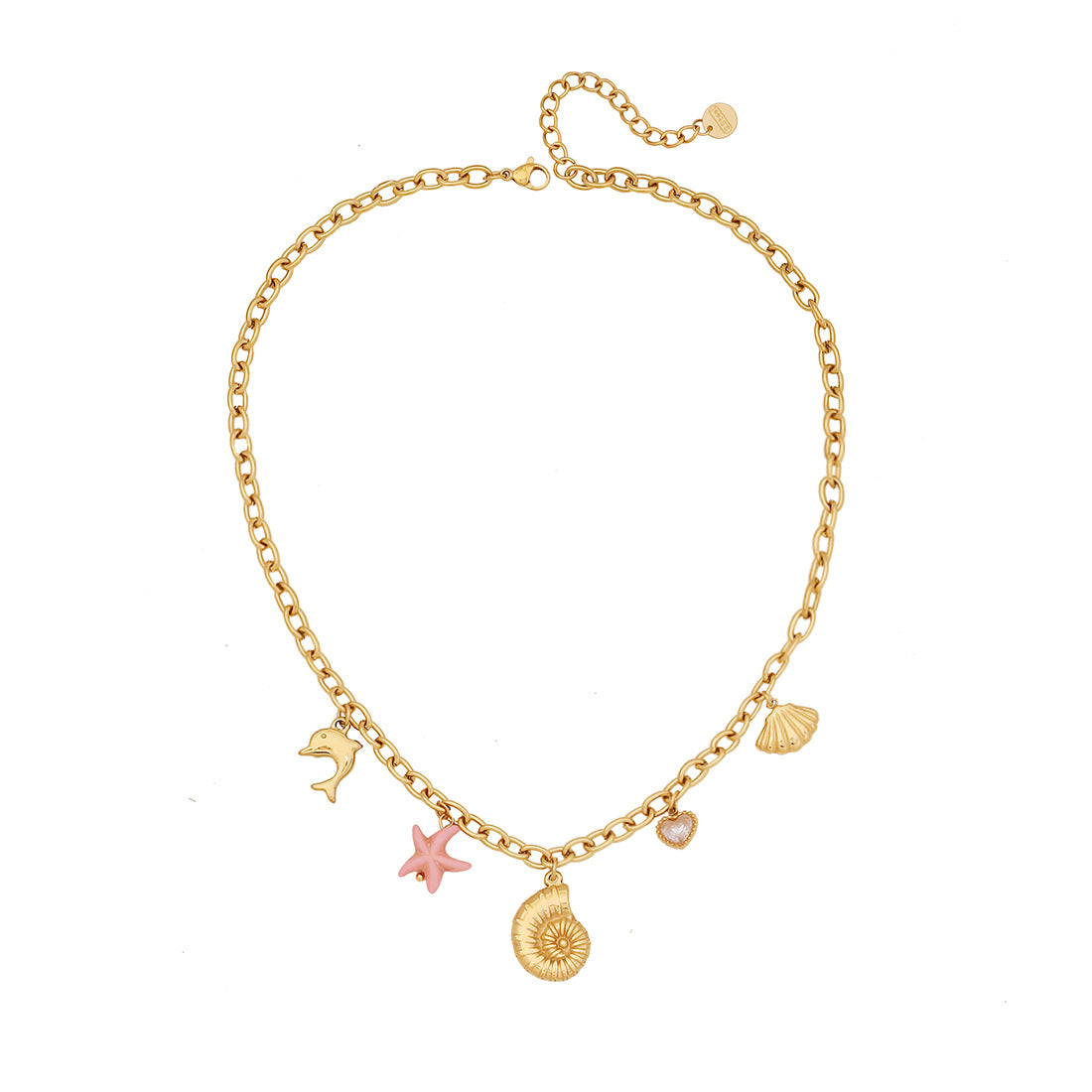 Sun Portrait Star Moon Thick Necklace Starfish Love Stainless Steel Clavicle Chain N1496