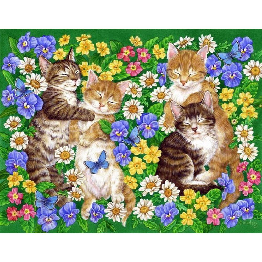 

40*30CM - Round Drill Diamond Painting - Cat, 501 Original