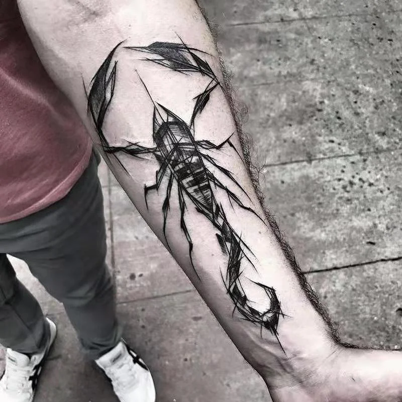 New Scorpion Temporary Tattoo Sticker Arm Dark Waterproof Long Lasting Cool Black Big Picture for Men Women Body Art Fake Tattoo