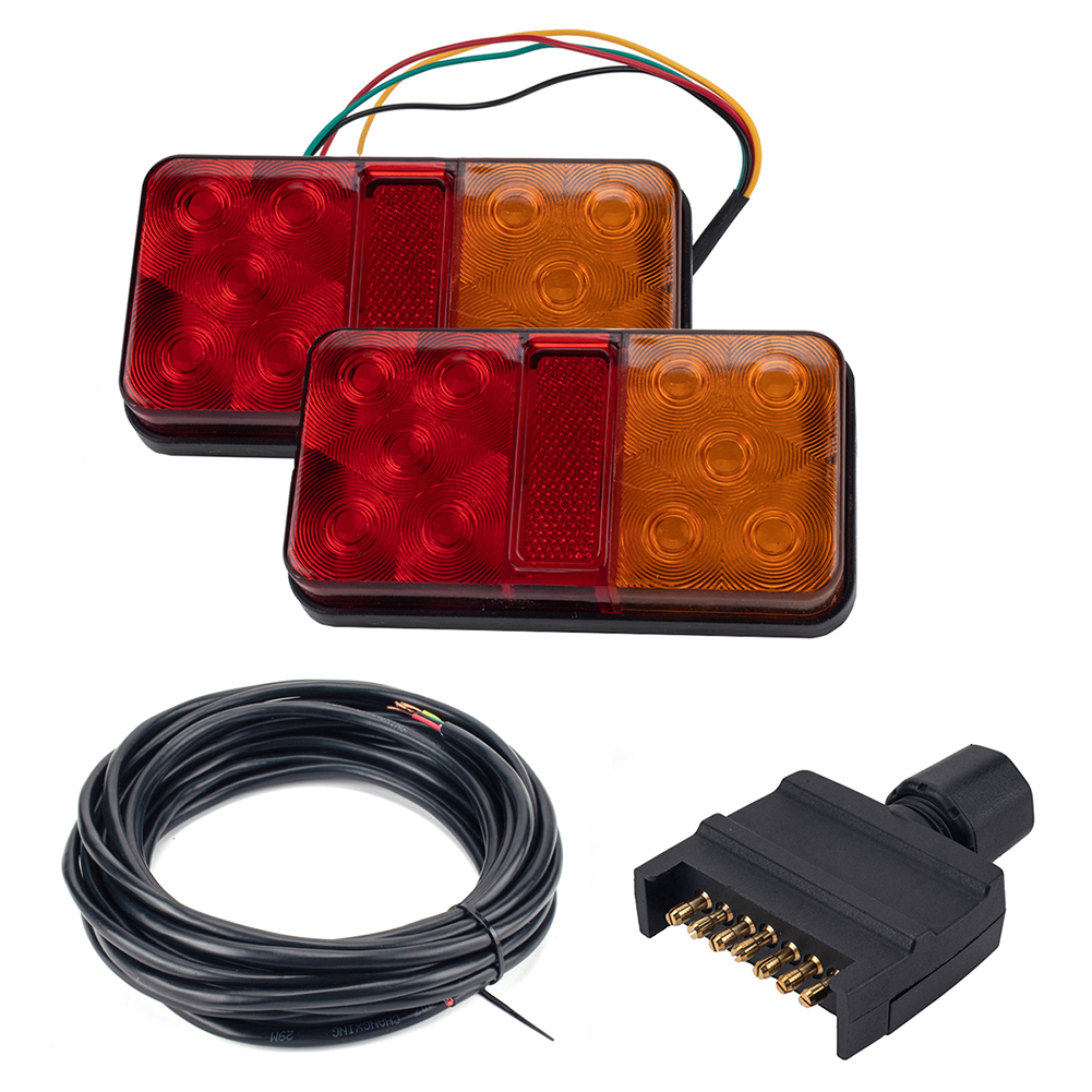 

1 Pair 10 LED Truck Boat Trailer Tail Lights with Plug 8m 5-Core Cable Kit, 501 Original