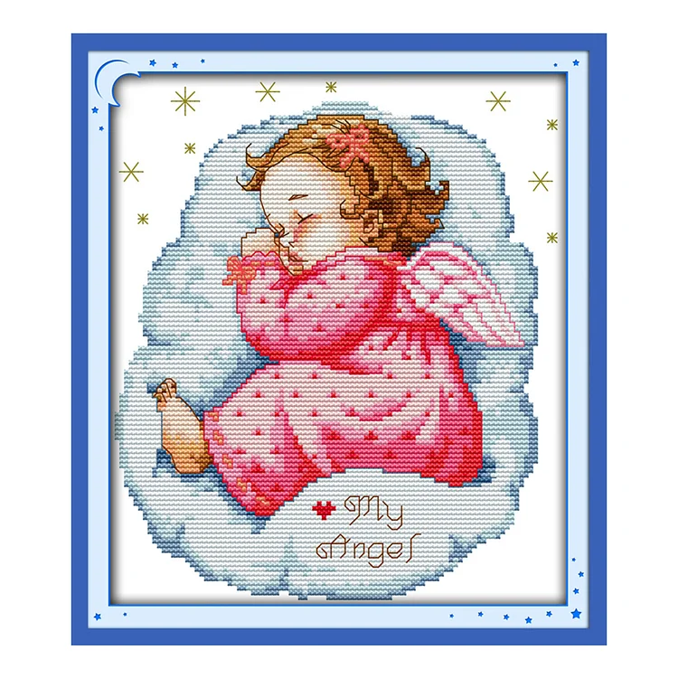 16ct 14CT Canvas Angels and Girls Cute Children Kids Cross Stitch Kits Art  Crafts Embroidery DIY