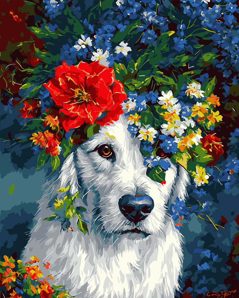 The wolf with the wreath - Paint by Numbers - 16"x20"/40*50cm