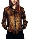 Stylish Sequinned Solid Color Round-Neck Long Sleeves Jacket