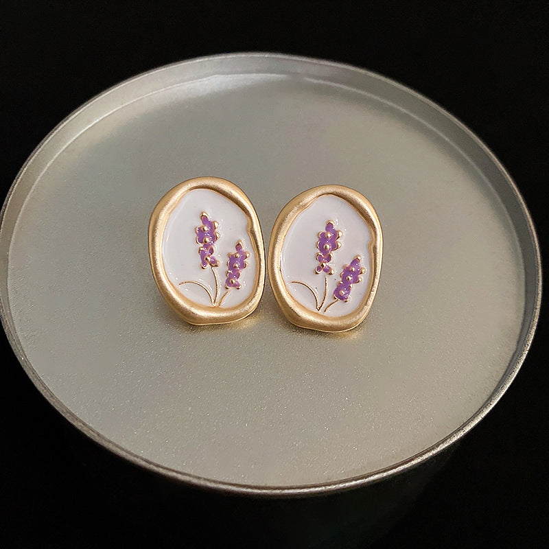 Medieval Flower Geometric Copper Oil Dripping Earrings