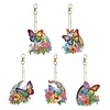 5Pcs DIY Diamond Painting Rainbow Butterfly Keychain