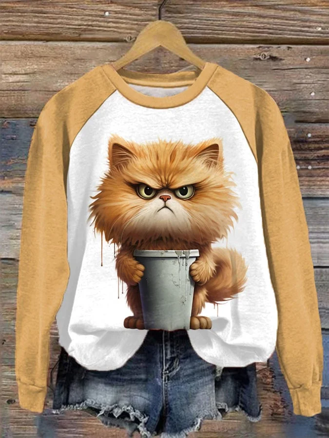 Women's Winter Funny Cute Wonderland Clothing Grumpy Cat Printed Sweatshirt