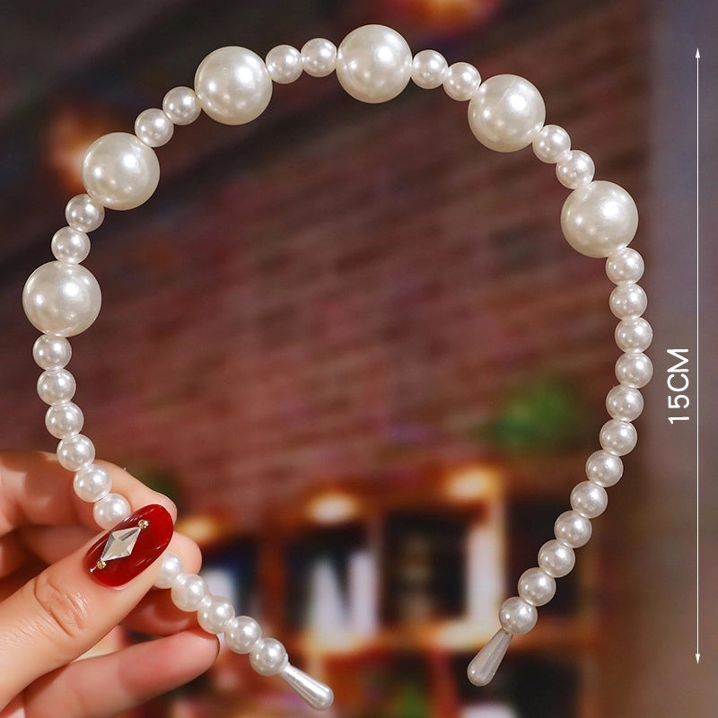 Women’s Fashion Waves Alloy Inlay Artificial Pearls Headwear