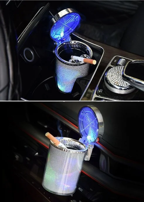 Car ashtray with LED light creative personality with cover