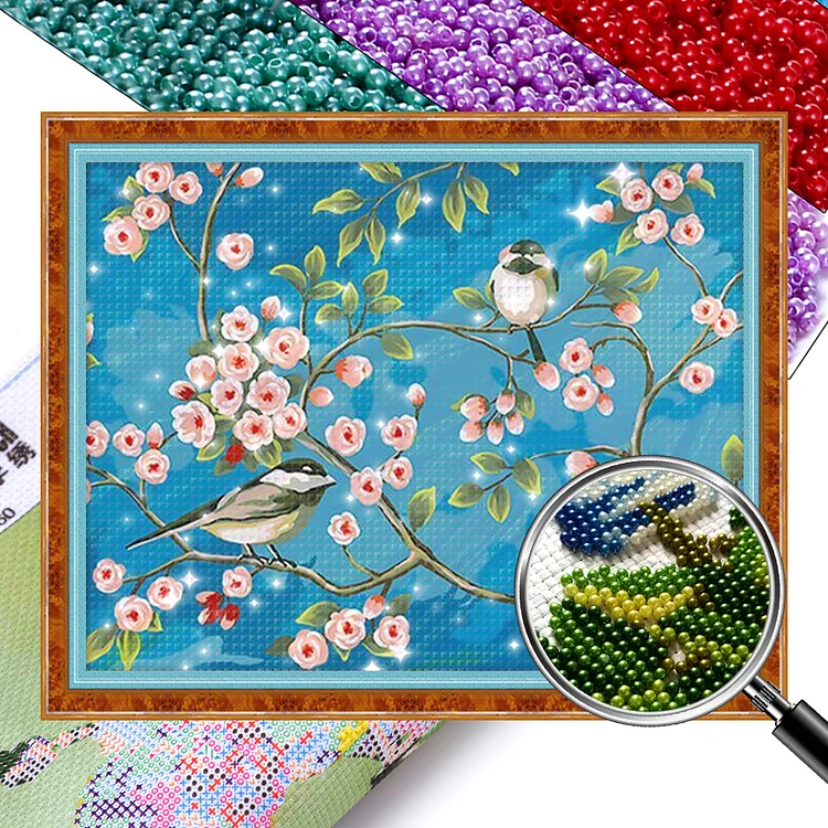 Flower Bird - 9CT Bead Embroidery Cross Stitch(54*41cm)(Full Embroidery)