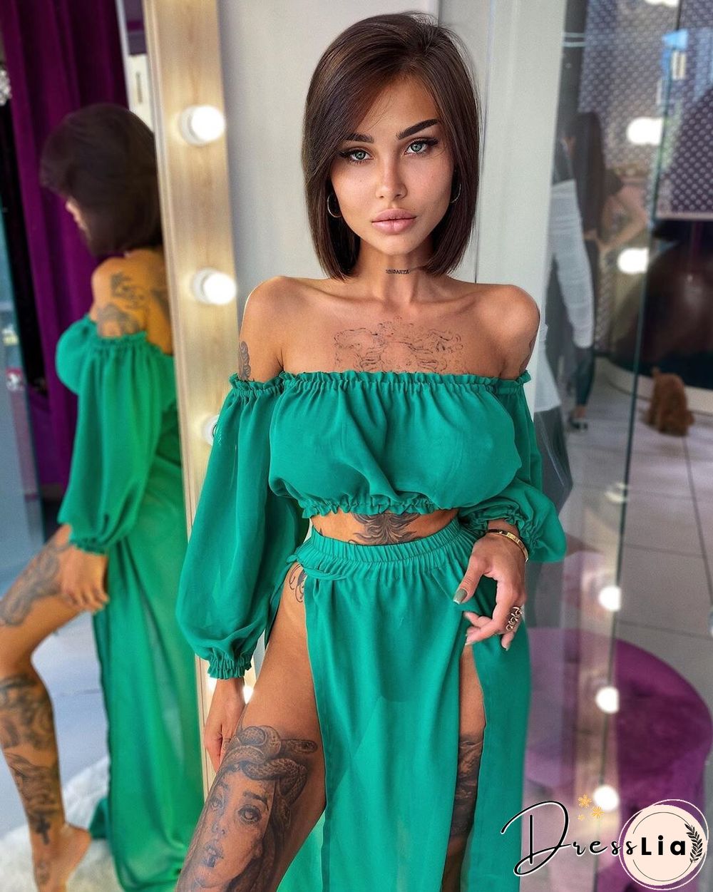 Sexy Mesh Boho Dress Women Summer Beach Solid Color Two-piece Seaside Holiday Sun