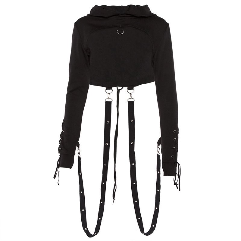 Women's Lace-up Long Sleeve Goth Gothic Style Halloween Sweater Hoodies