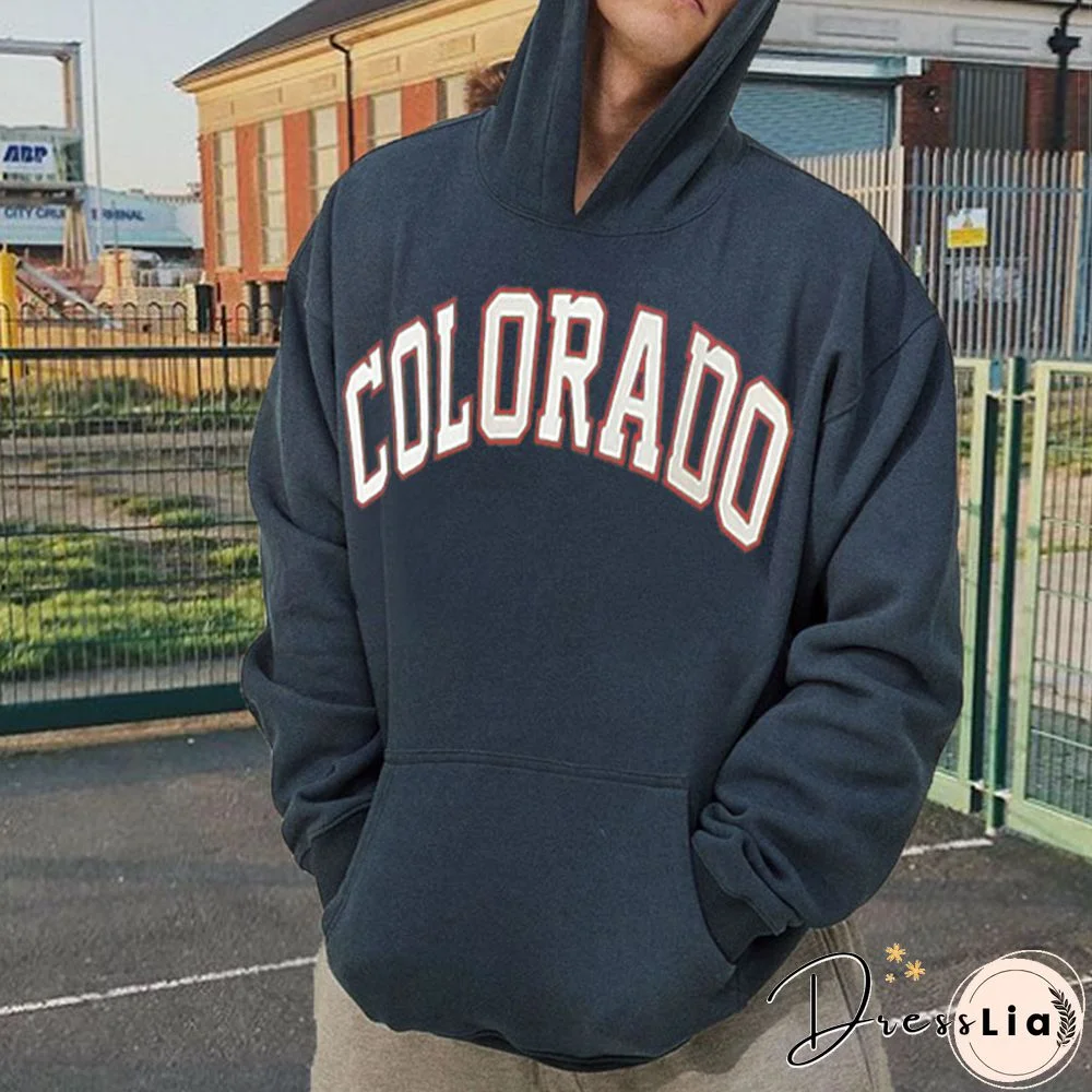 Retro Men's Colorado Casual Print Hoodie