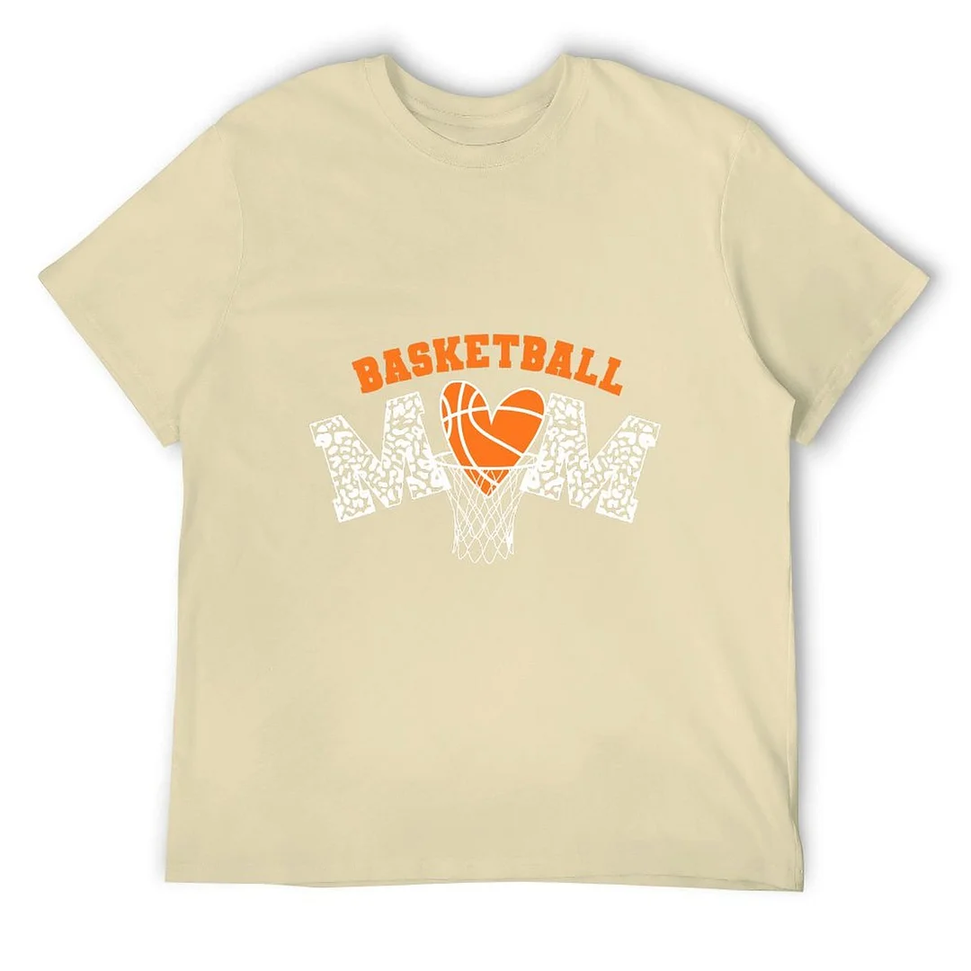 Printed Unisex Short Sleeve Cotton T-shirt for Men and Women Pattern Basketball Mama