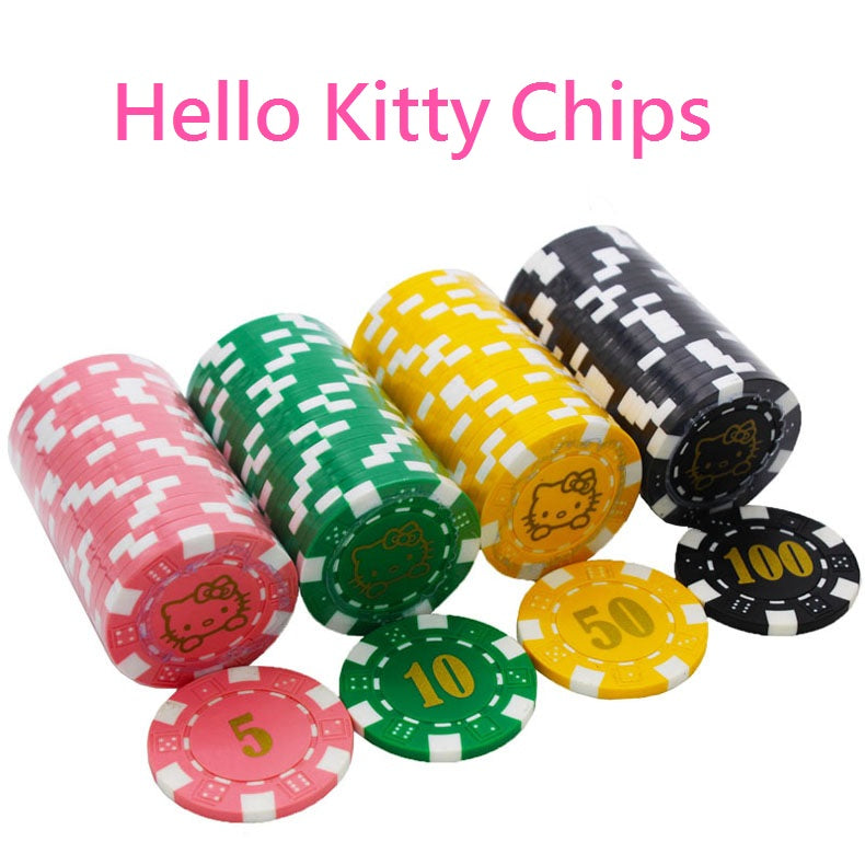 Sanrio Hello Kitty Face Gaming Poker Chips Coins w/ Storage Box Set Travel Dorm A Cute Shop - Inspired by You For The Cute Soul 