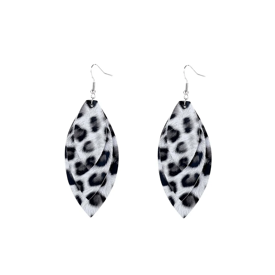 Layered Leopard Leather Earrings