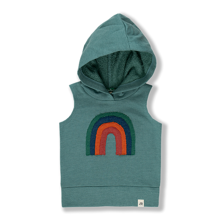 Villa Blue Rainbow Patch Sleeveless Hoodie