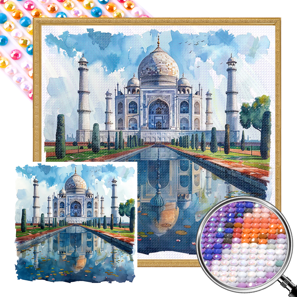 Taj Mahal, India 40*40cm(picture) full round drill diamond painting with 3 to 5 colors of AB drills