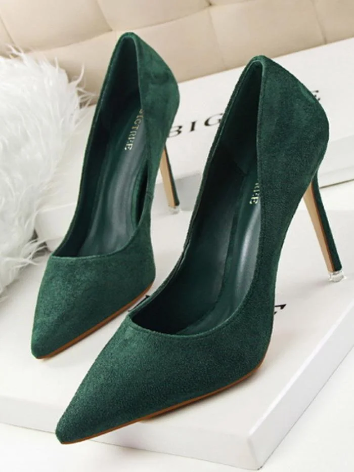 Fashion stiletto high heel shallow pointy suede sexy shoes