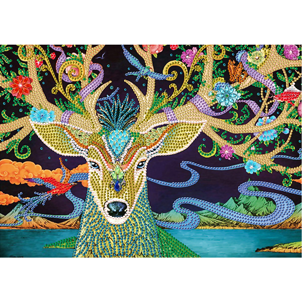 

40*30CM - Special Shaped Diamond Painting - Deer Elk, 501 Original