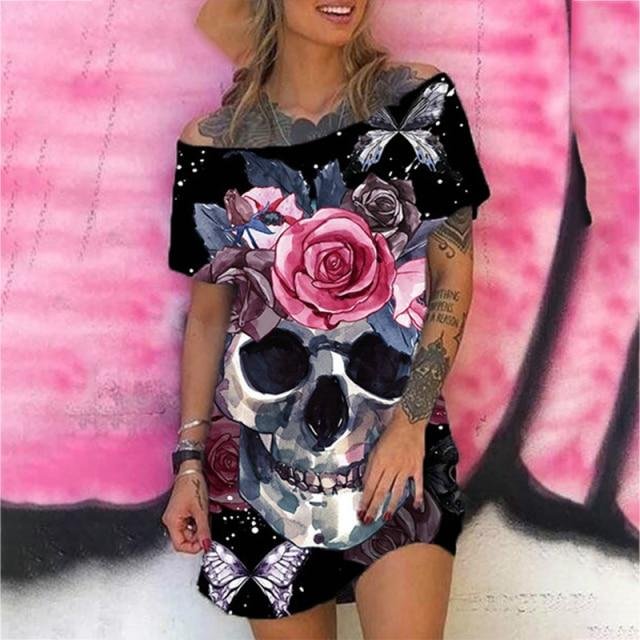 Womens Skull Print Dress