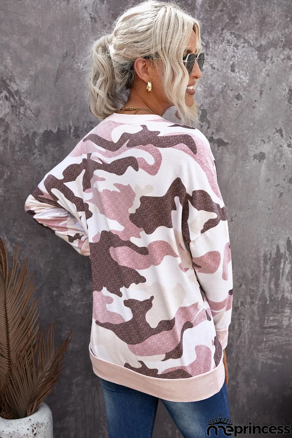 Dusty Pink Digital Camo Print Sweatshirt