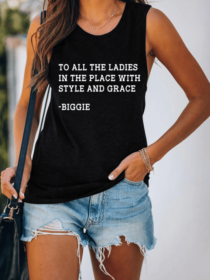Women's TO ALL THE LADIES Letter Print Gradient Round Neck Tee