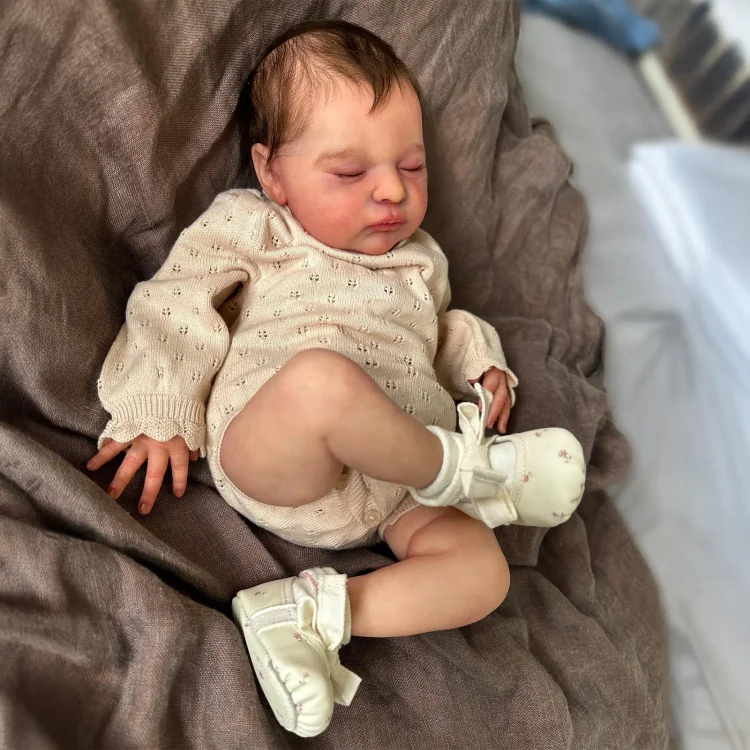  20" Lifelike Reborn Brown Hair Girl Baby Doll Named Baddua, Gifts For Kids - Reborndollsshop®-Reborndollsshop®