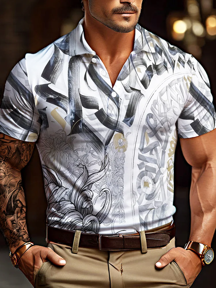 Luxurious Ethnic Style Pattern Printing Short Sleeve Polo BestDVibe