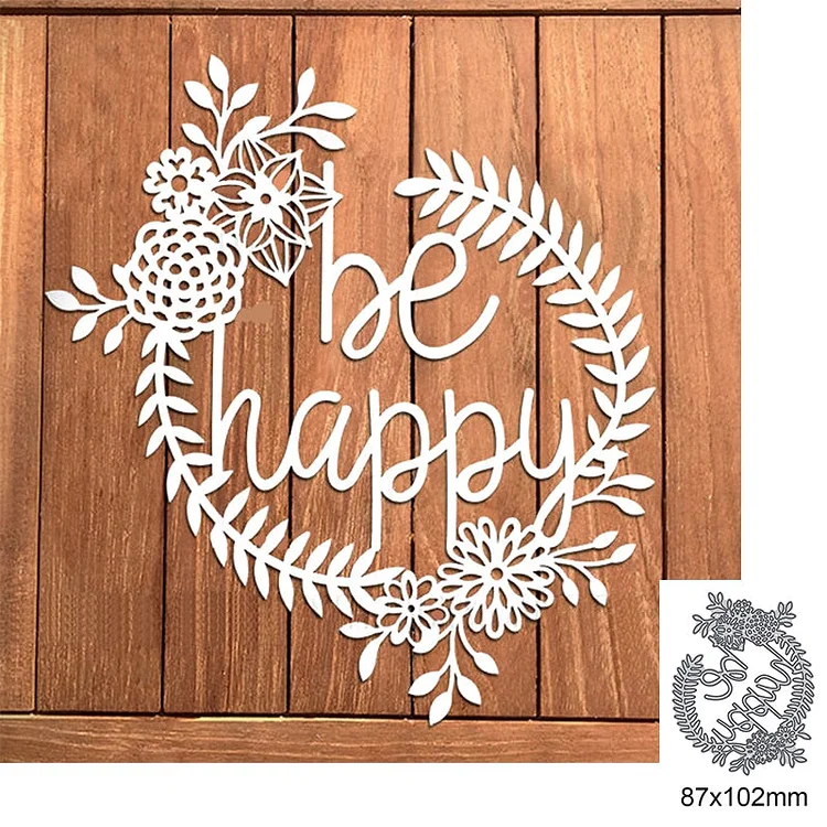 be happy Wreath Metal Cutting Dies For DIY Scrapbook Cutting Die Paper Cards Embossed Decorative Craft Die Cut New Arrival