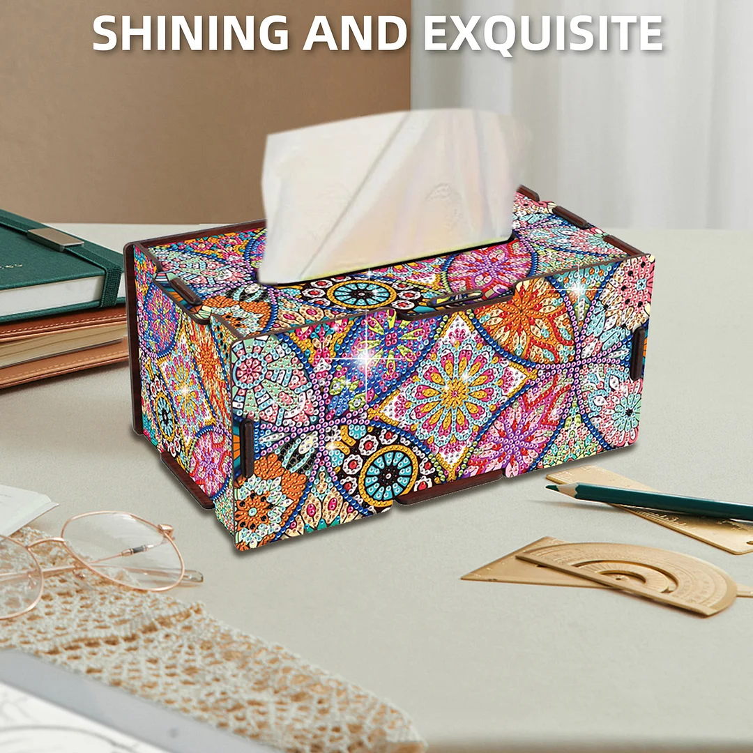 Wooden Diamond Painting Tissue Box for Home and Office Decoration (ZJH039)