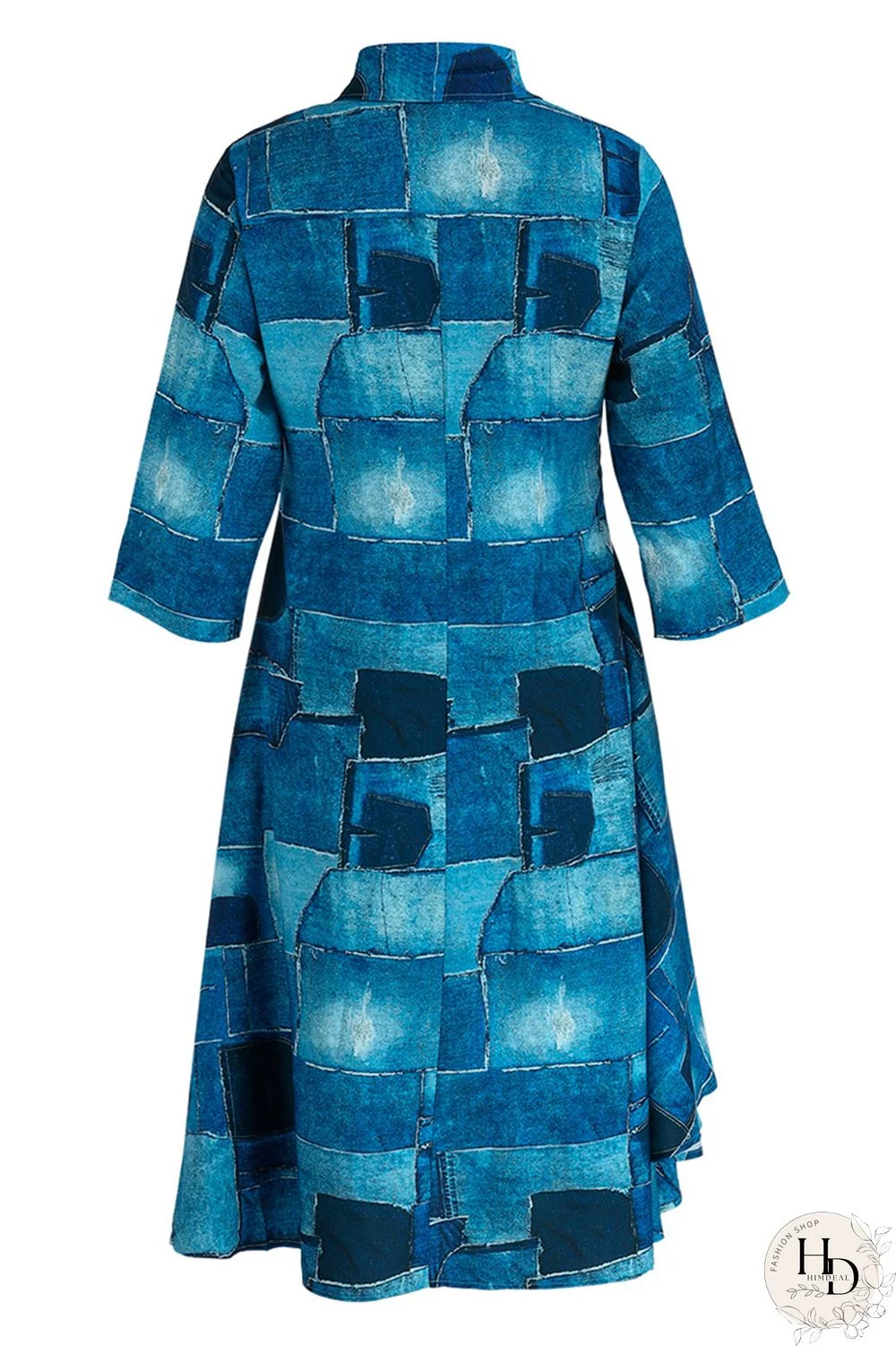 Camouflage Fashion Casual Print Patchwork Turndown Collar Shirt Dress