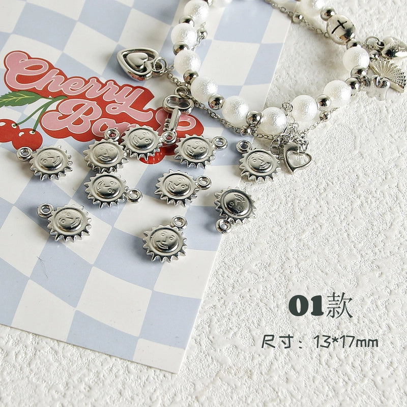 10 PCS/Package 7 * 12mm Arylic Cross Cherry Bow Knot Polished Pendant Jewelry Accessories