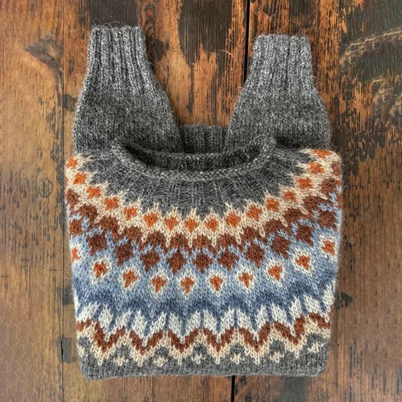 Vintage Tribal Icelandic Printed Knit Cozy Pullover Sweater