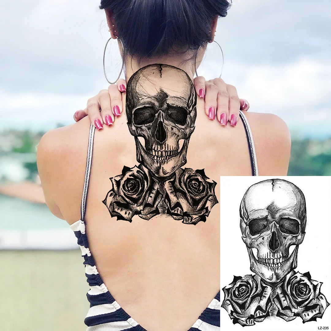 Black Peony flower pendant Temporary Tattoos For Women Adult Mandala Thigh elephant Fake Tattoo Sexy washable tatoos decal